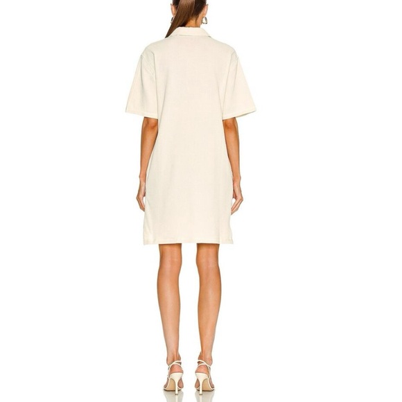 Helmut Lang Ivory Waffle Knit Collar Pockets Mini Polo Shirt Dress XS NWT - Picture 3 of 7